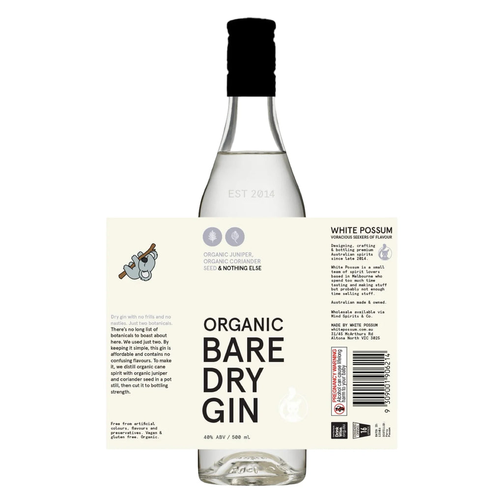 White Possum Organic Bare Dry Gin 500ml